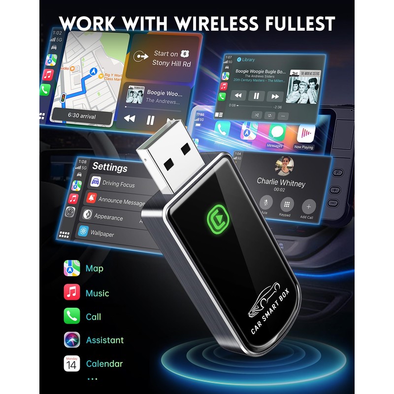 Amzfeel Wireless CarPlay Adapter for Apple iPhone iOS 10+ &