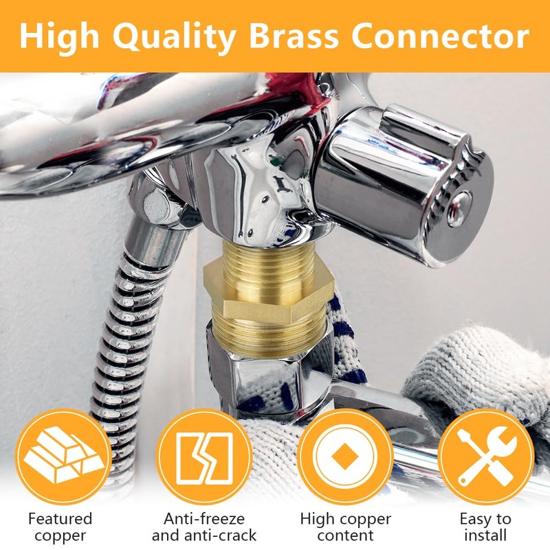 Flintronic 4PCS Brass Tap Valve Connector, G3/8 Inch Brass Double