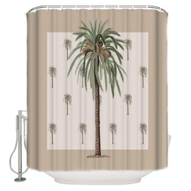 ZOE GARDEN Shower Curtain Set with Hook 60" x 72", Tropical Plants in Summer Beach Palm Trees | Bathroom Decor Waterproof Polyester Fabric Bathroom Accessories Bath Curtain