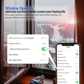 Generic Smart Thermostat, 2.4GHz WiFi Thermostat Programmable, APP Touch Screen Remote Control Conditioner Temperature Controller for Central AC System Fan (Black)
