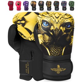 Exxact Sports Knockout Printed Youth Boxing Gloves for Kids (3-10 Years) with Padded Protection and Wrist Support, Durable Engineered Leather Kids Boxing Gloves for Boys and Girls (Eagle, 4OZ)