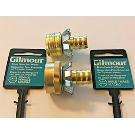 Gilmour Garden Hose, Hot/Cold Water Brass Hose Replacement Fittings, Set, For 1/2" I.D.