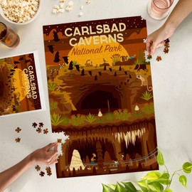 Lantern Press 1000 Piece Jigsaw Puzzle, Carlsbad Caverns National Park, New Mexico, Geometric National Park Series