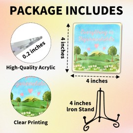 4" Everything Is Figureoutable Sign - Inspirational Quotes Acrylic Plaque With Metal Support - Watercolor Flower Field Tabletop Office Home Decor - Gifts For Family, Friends, Coworkers - A05