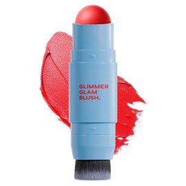 GalaCamille Cheek Stick Glimmer Glam Brush (High Color with Brush x Moisturizing) 6 Colors (03 Red Roller)