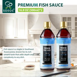 Soeos Fish Sauce, 16.9 fl oz (500ml), 2 pack, Savory Flavor, Premium Fish Sauce for Cooking, Crafted for Dressings and Marinades, Naturally Fermented for Rich Umami Flavor