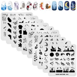 Alexnailart Nail Stamping Plates Set Nature Series Multi Pattern Image Stencil Nail Design Manicure Stencils Tool Set of 10