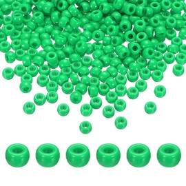 QUARKZMAN 1000 Pieces Bright Green Beads Set Pony Beads Bracelets 6 x 9 mm Acrylic Bulk Plastic Barrel Beads for Necklace Key Ring Jewellery Making Earring Hair Braiding