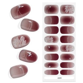 Semi Cured Gel Nail Strips, Gel Nail Polish Stickers Works with Any Nail Lamps Salon-Quality Long Lasting UV Gel Wraps for Women (Allure Love Q09)