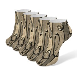 Xmkltbz 5 Pairs Short Soft Socks, Unisex Compression Crew Knee High Athletic Circulation Socks for Sports Running 8x3.7 in Print Vintage Swirls in Shades Abstract Painting Texture Print