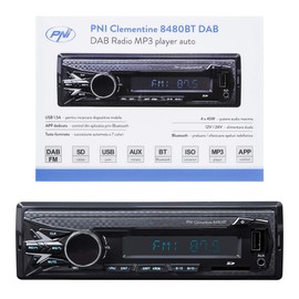 DAB MP3 Autoradio PNI Clementine 8480BT, 4x45w, 12 / 24V, 1 DIN, mit SD, USB, AUX, RCA, Bluetooth und USB 1.5A zum Aufladen des Telefons