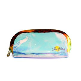 Sun Patch Clear Iridescent Holographic Makeup Bag, 1pc Travel Cosmetic Pouches with Zipper Toiletry Organizer Case for Purse Diaper Bag Beach Bag