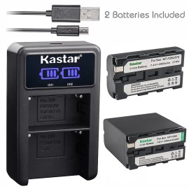 Kastar Batteries or LED Dual Charger for Sony DCR- TRV125 TRV130 TRV203 TRV210 TRV220 - F570 Battery+ F990 Battery
