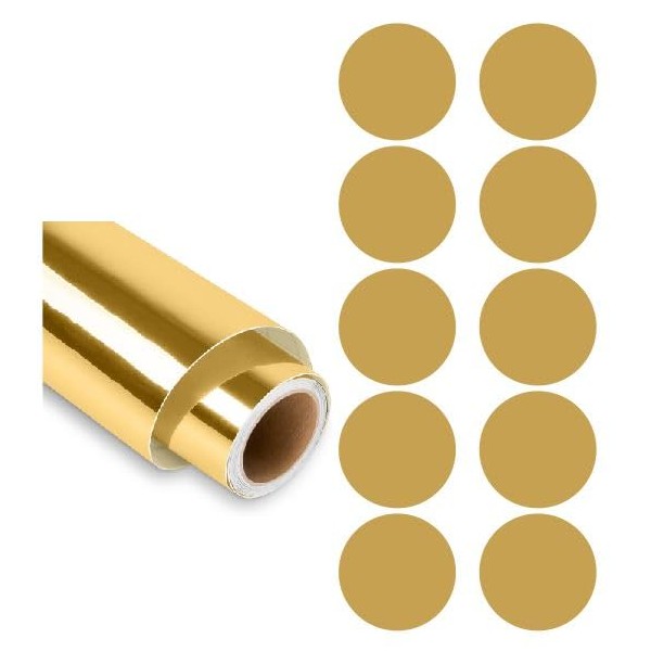 Dots Round Vinyl Color Coded Inventory Label Chrome Gold 1.5