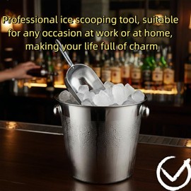 38oz Ice Cube Endurance Scoop, Cast Aluminum Shovel, Kitchen Utility Scoops With Finger Groove Handle, Ideal for Ice Cube, Coffee, Bean, Food, Candy, Flour, Popcorn Rust Free - Silver