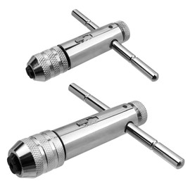ANBOO 2Pcs Ratchet Tap Wrench T Handle, Adjustable T Bar Handle Holder Ratcheting Tap Wrench Capacity Range for Metric M3-M8 / M5-M12 for Tap & Die Set