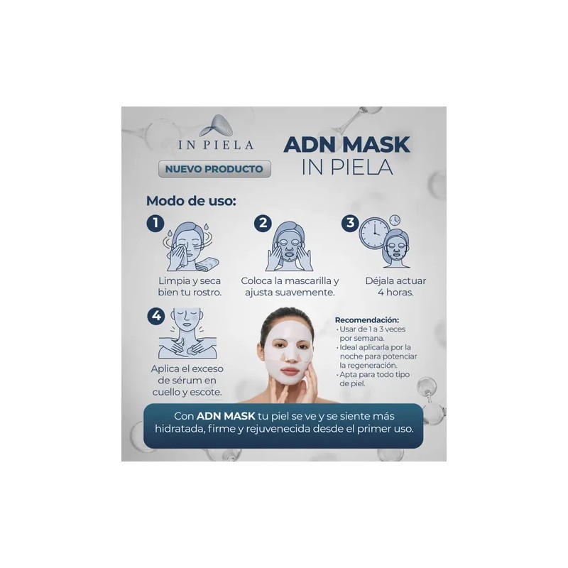 Adn Mask Colageno Con Secretoma, Exosomas Y Pdrn Salmón 4hrs