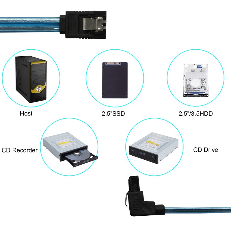 SATA 3 Data Cable 90 Degree Serial ATA III 6.0Gbps