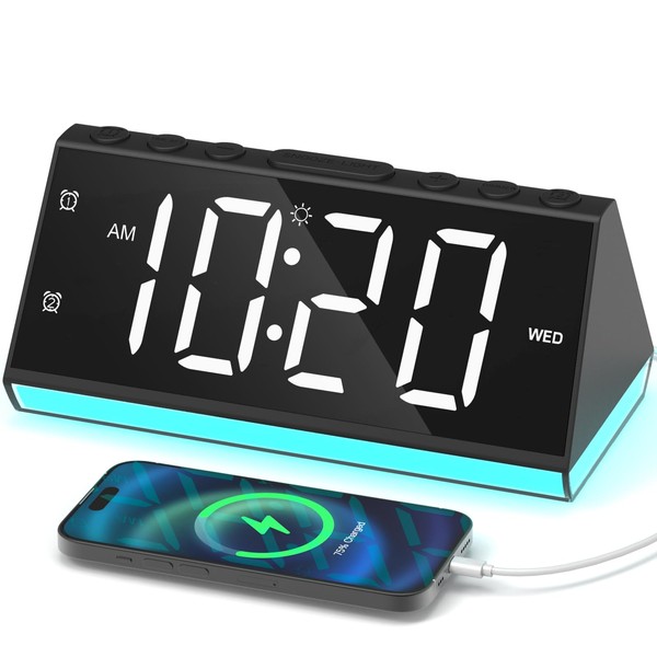 Digital Clock, Loud Alarm Clock for Heavy Sleepers Adults, Bedside