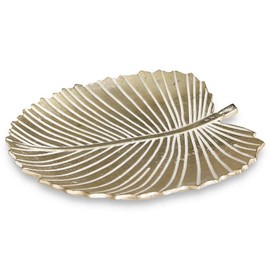 Murago - Decorative Bowl Leaf Shape Gold-Coloured Decorative Plate Tray for Jewellery Plate Key Ring Shelf Metal Jewellery Bowl Cosmetic Soap Plate Living Room Decoration Bathroom Table Decoration