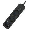 Black 3 Gang Switched Multi Socket 1.5m Cable Ideal for