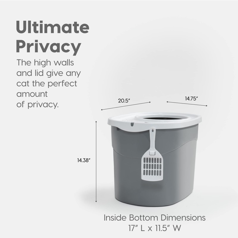 IRIS USA Large Top Entry Cat Litter Box with Lid