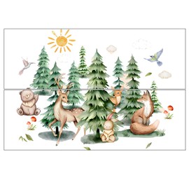 2 x 30 x 90 cm Forest Animals Window Stickers, Double Sided Glass Stickers, Forest Animals Wall Stickers, Living Room, Bedroom Wall Decoration, for Children's Room, Baby Room, Bedroom