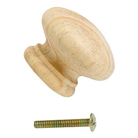 Merriway BH01266 (10 Pcs) 38 mm Unlacquered Pine Wooden Cupboard Cabinet Door Knob, With Bolt & Insert - Pack of 10 Pieces
