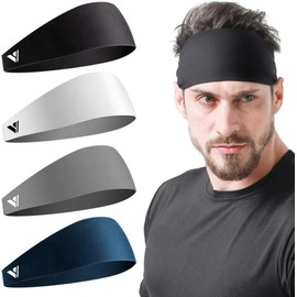 Vgogfly 4 Pack Running Headbands for Men Sweatbands Sports Sweat Bands Workout Fitness