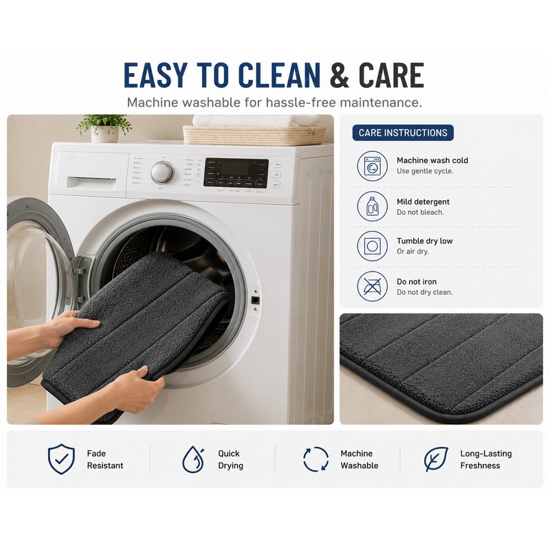 2 Pack Coffee Color Cotton Bathroom Floor Mat Soft Absorbent