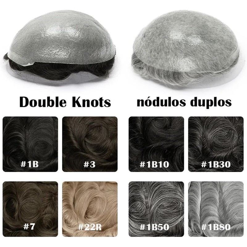 Prótesis Capilar Hombres Tupé(30mm Wave,22R_110%_FREE_8X10)