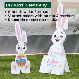 Large Unfinished Wood Rabbit Blank - Farmhouse Cute Wooden Bunny Easter Decor- Home Tabletop Decorations Table Signs for Party-S