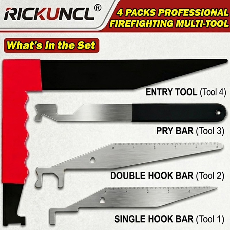 4 Packs Professional Firefighting Multi-Tool Kit, Ultimate Multipurpose Firefighting Tool
