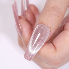 Vishine 9D Cat Eye Gel Nail Polish, 16ml Glitter Holographic Nail Polish with Magnet, Rainbow Reflective Translucent UV Gel for Nail Art M076