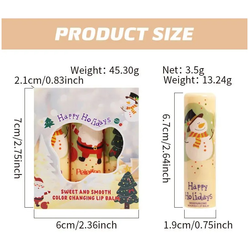 Lápiz Labial Navideño Que Cambia De Color, Paquete De 3