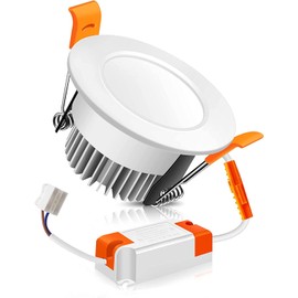2 Inch LED Recessed Lighting Dimmable Downlight, 3W (35W Halogen Equivalent), 4000K Nature White, CRI80, LED Recessed Light with LED Driver for Living Room Hallway Stairwell Museum Showroom, 1 Pack