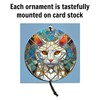 White Cat Christmas Ornament - Faux Stained Glass Embossed Design
