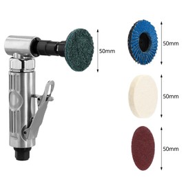 QWORK Compressed Air Grinder 90° Angle Grinder with 50 mm Sanding Discs - 12000 rpm - 1/4 Inch Quick Connection - for Precision Polishing and Grinding