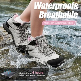 R CORD Hiking Boots Women Waterproof Boots for Women Comfortable Non-Slip Womens Hiking Boots Grey Size 6.5