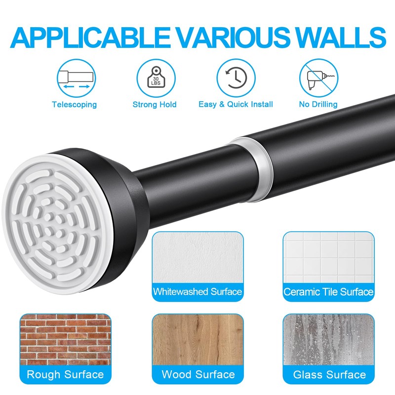 TEECK Shower Curtain Rod, 32-79 inch Adjustable Tension Spring, 1