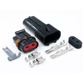 2 Pin Metri-Pack Waterproof Connector 10-12awg Terminals and Seals 46Amp (10-12 GA (1set))