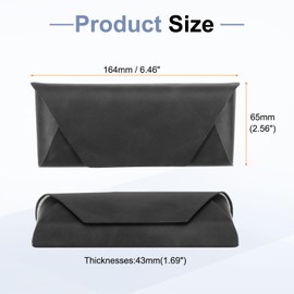 HARFINGTON 2pcs Eyeglass Case 6.5" x 2.6" PU Leather Glasses Case Anti Scratch Glasses Hard Shell Eyeglasses Protector Portable Sunglass for Women Men, Black Camel
