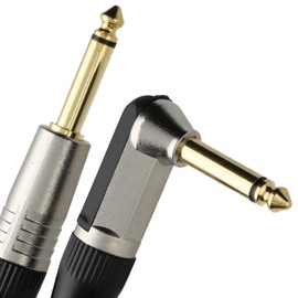 kenable GOLD Right Angle MONO Jack 6.35mm Guitar/Amp LOW NOISE Cable Lead 6m [6 metres]