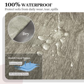 ROFASVCO 1OO% Waterproof Sectional Couch Covers for Dogs Chenille L Shape Sofa Cover Blanket Set 2 Pieces Sectional Slipcover with Tassel Soft Washable Pet Furniture Protector (XX-Large, Khaki)