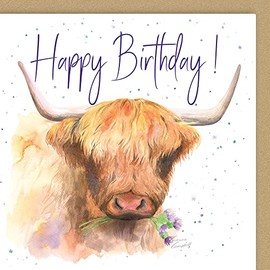 Highland Cow Quality Blank Birthday Card