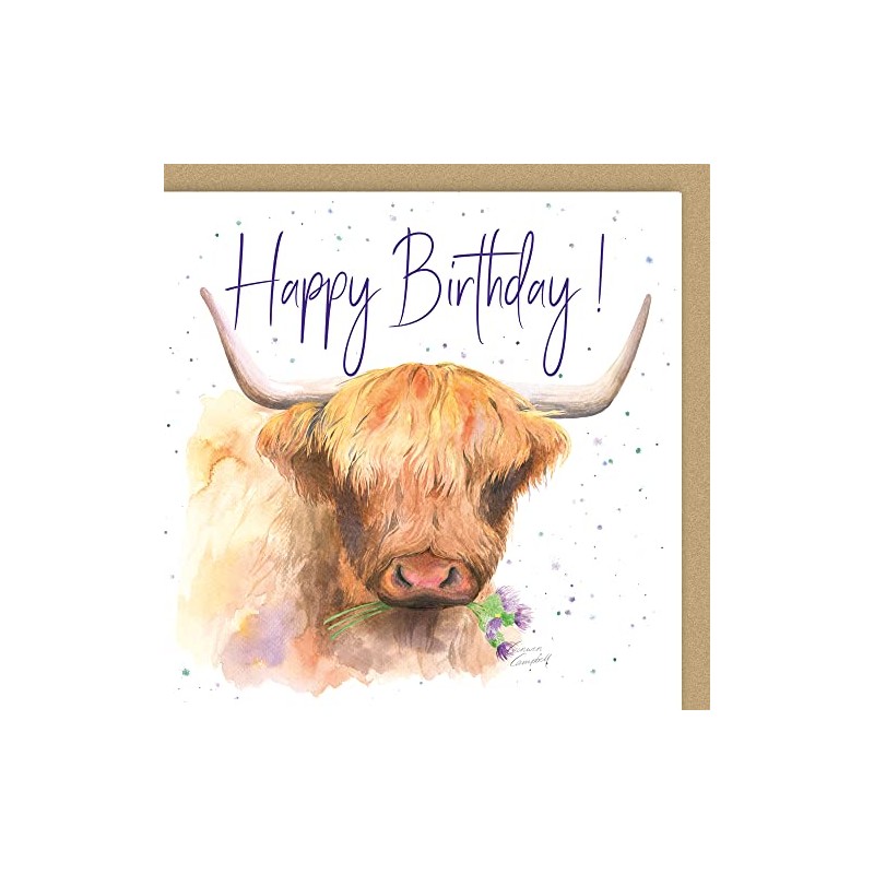 Highland Cow Quality Blank Birthday Card