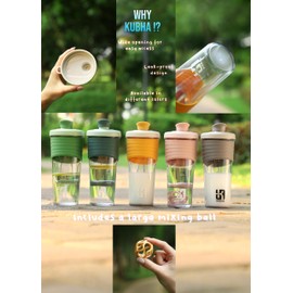 Kubha 2nd Generation Shaker Bottle for Protein with Mixing Ball - Perfect for Workouts and Outdoor Use, 24-Ounces Whey Protein Shaker wtih Clear Measurement (Orang)