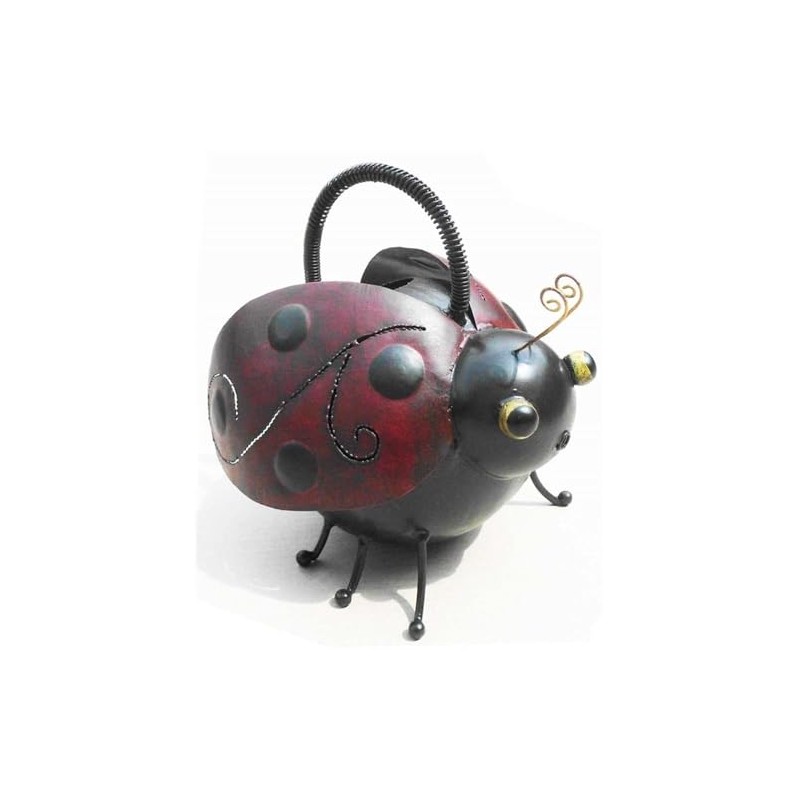 Pemberly Row Tin Metal and Iron Ladybug Watering Can Figurine