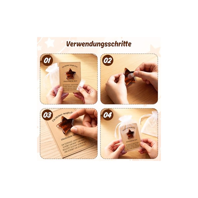 Wishing Star Lucky Stones Set - Natural Tiger's Eye Gift