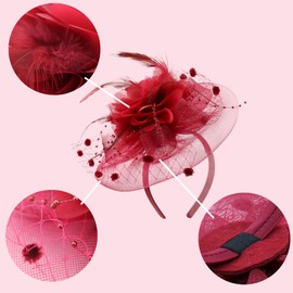 Needzo Needzo Fascinator for Women, Kentucky Derby, The Oaks, Church, and Tea Party Accessory, Headband or Hair Clip, One Size (Red)